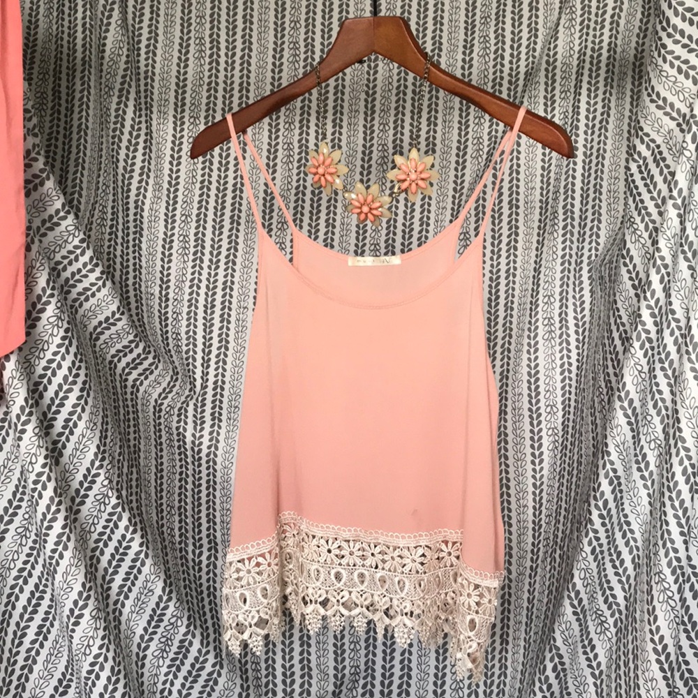 Pink camisole with crotchet detail